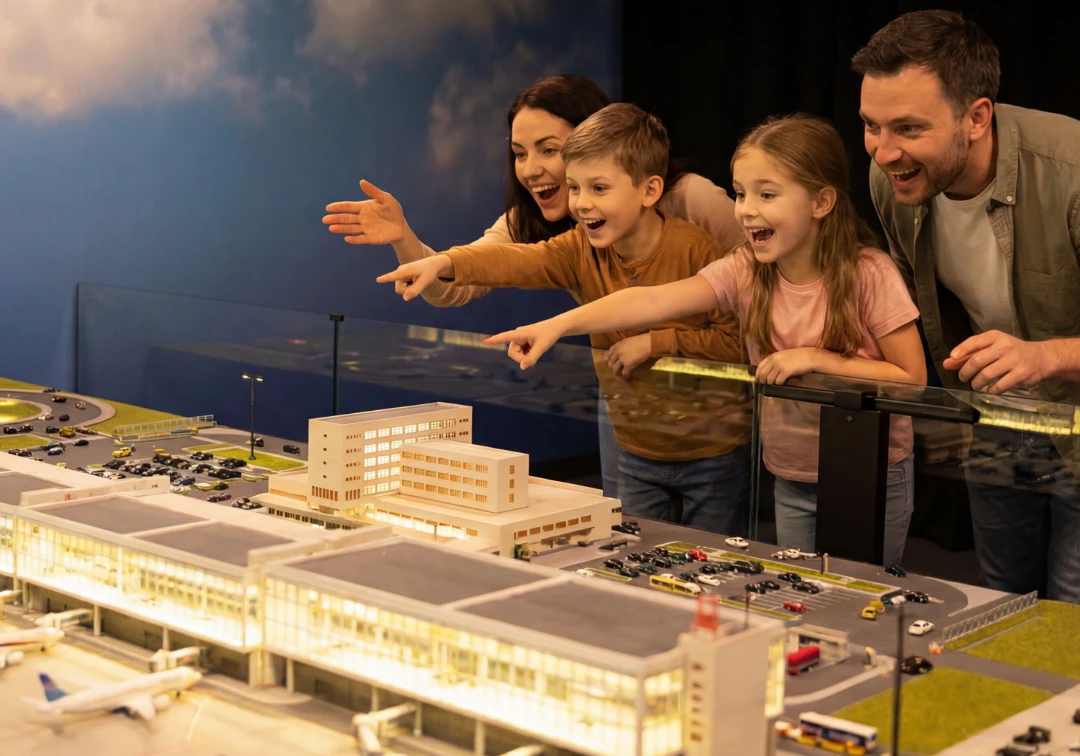 Descubra o aeroporto em miniatura e veja os aviões voando!